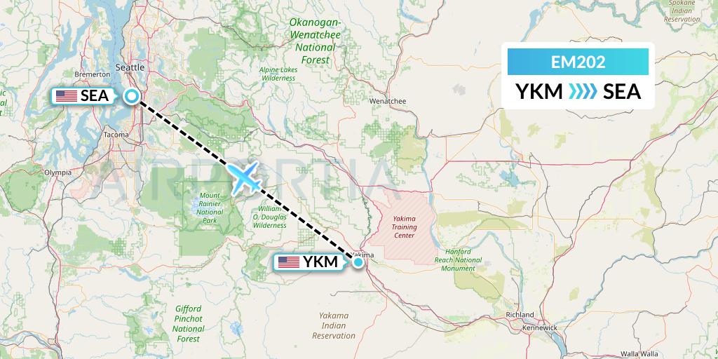 EM202 Empire Airlines Flight Map: Yakima to Seattle