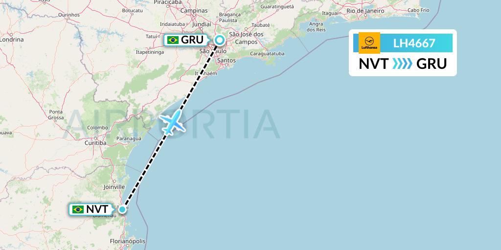 LH4667 Lufthansa Flight Map: Navegantes to Sao Paulo