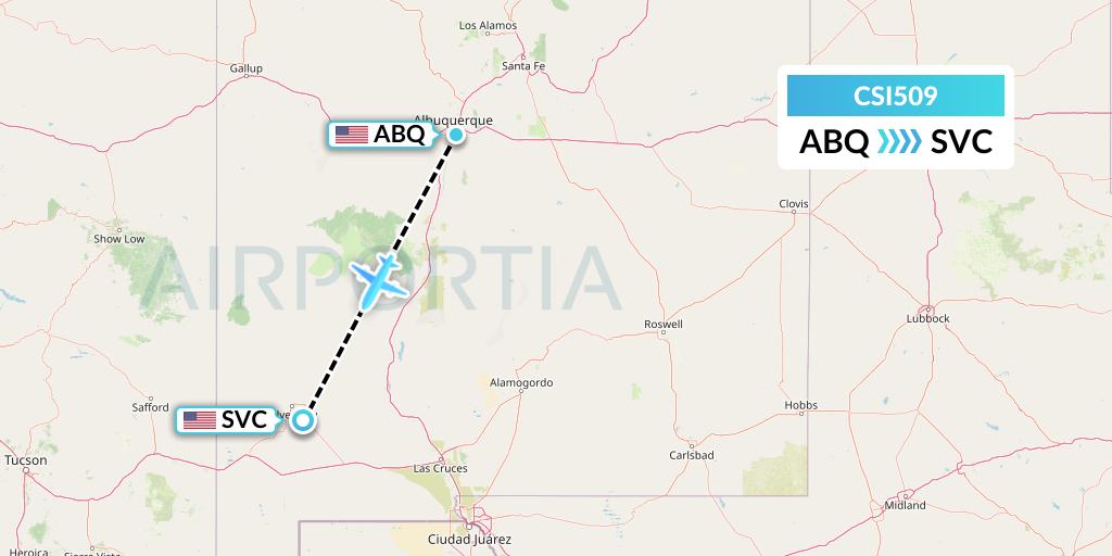 CSI509 Csi Aviation Flight Map: Albuquerque to Silver City