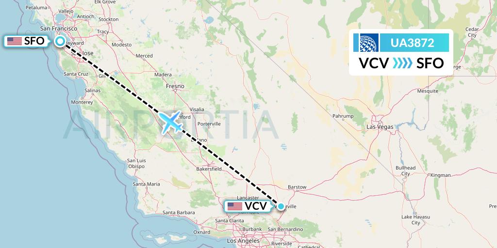 UA3872 United Airlines Flight Map: Victorville to San Francisco