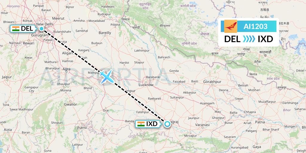 AI1203 Flight Status Air India: Delhi to Allahabad (AIC1203)