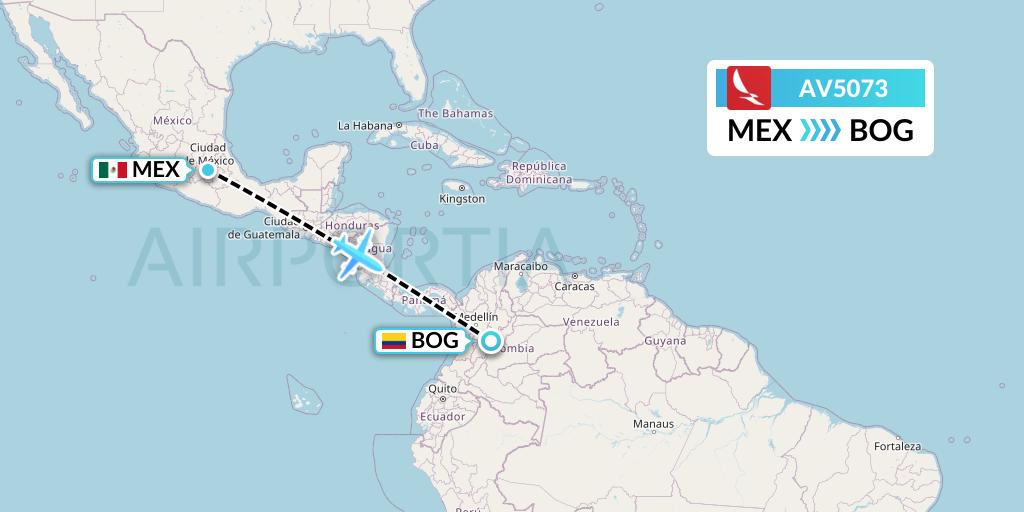 AV5073 Avianca Flight Map: Mexico City to Bogota