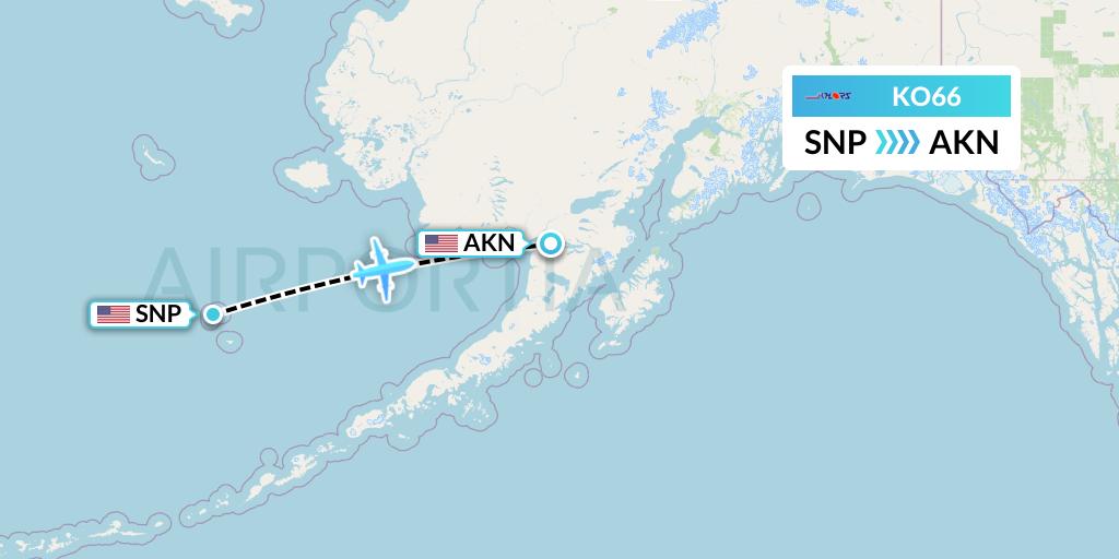 KO66 Komiaviatrans Flight Map: St. Paul Island to King Salmon