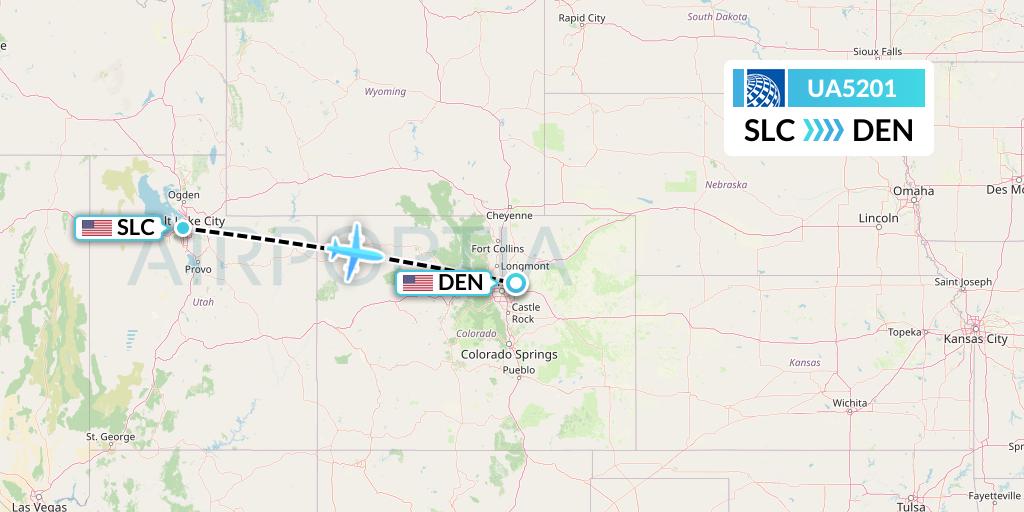 UA5201 United Airlines Flight Map: Salt Lake City to Denver