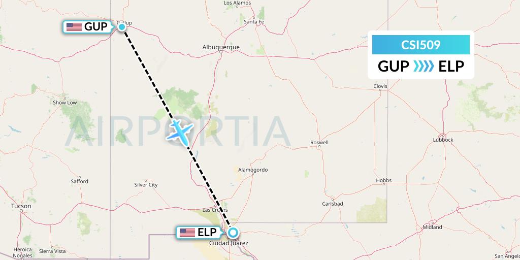 CSI509 Csi Aviation Flight Map: Gallup to El Paso