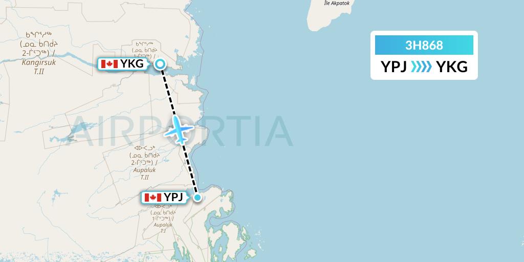 3H868 Air Inuit Flight Map: Aupaluk to Kangirsuk