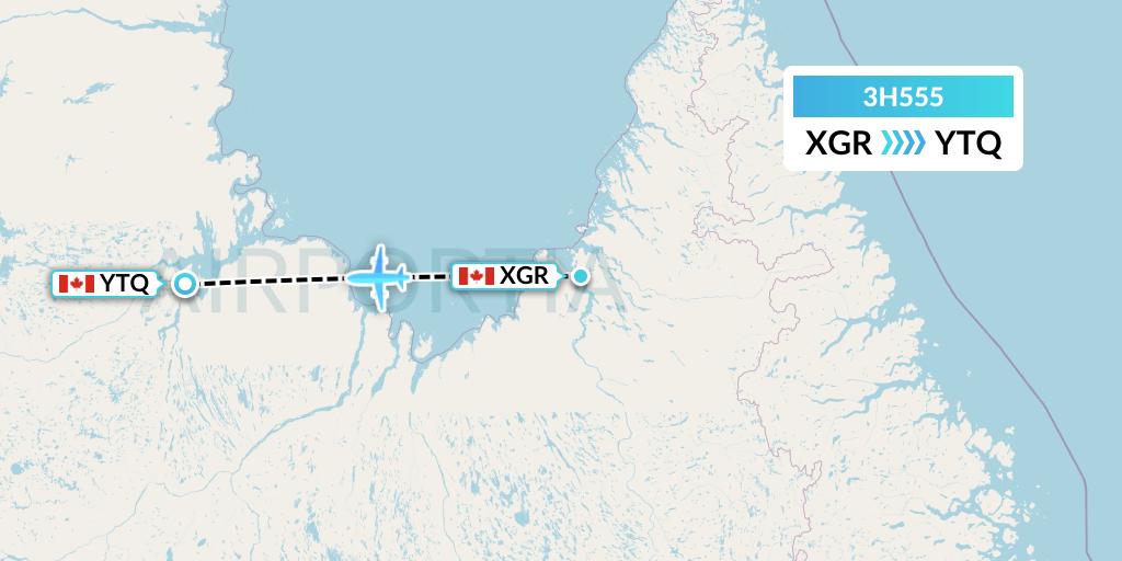 3H555 Air Inuit Flight Map: Kangiqsualujjuaq to Tasiujaq