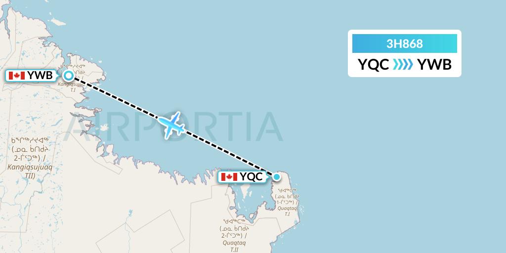3H868 Air Inuit Flight Map: Quaqtaq to Kangiqsujuaq