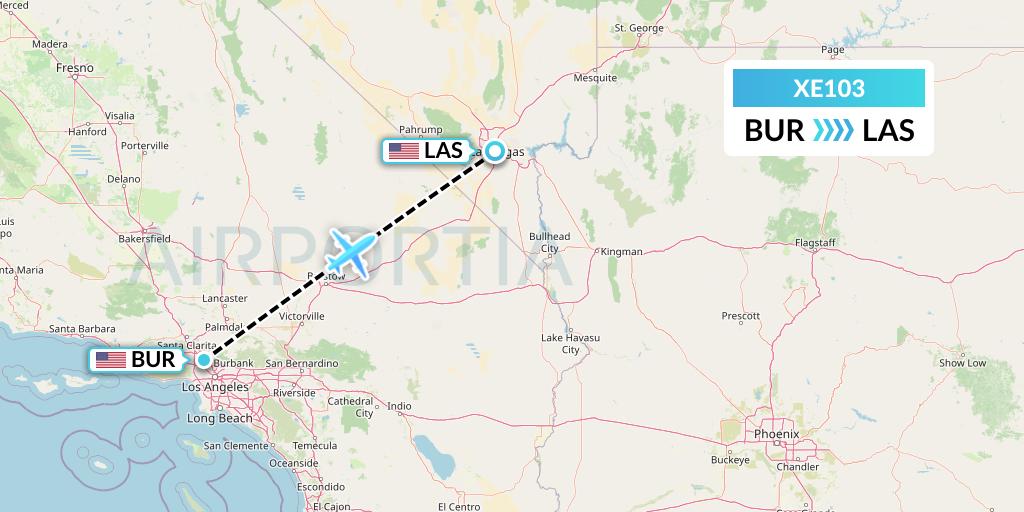 XE103 Jsx Flight Map: Burbank to Las Vegas