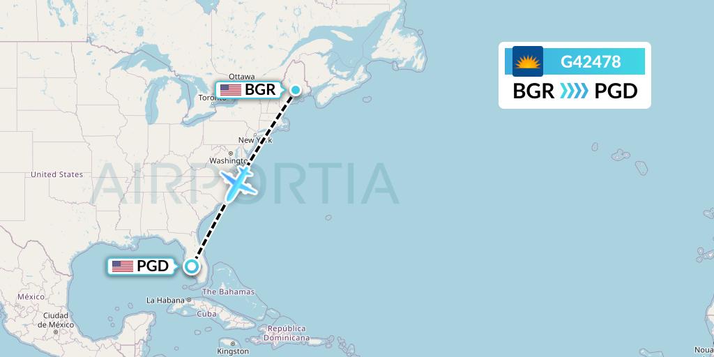 G42478 Allegiant Air Flight Map: Bangor to Punta Gorda