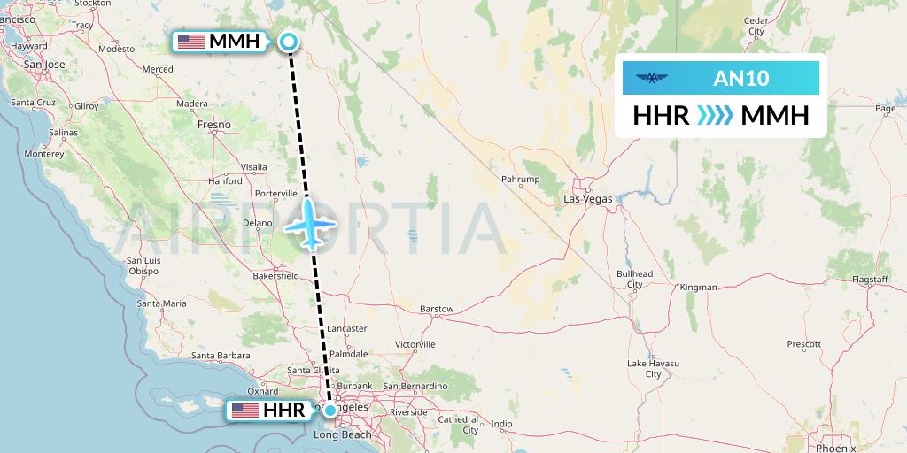 AN10 Advanced Air Flight Map: Hawthorne to Mammoth Lakes
