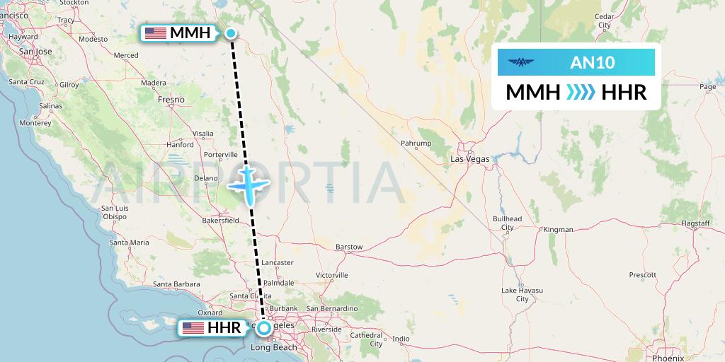 AN10 Advanced Air Flight Map: Mammoth Lakes to Hawthorne