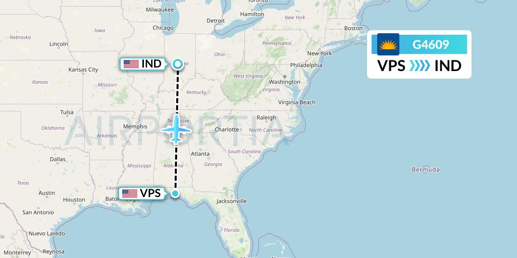 G4609 Allegiant Air Flight Map: Valparaiso to Indianapolis