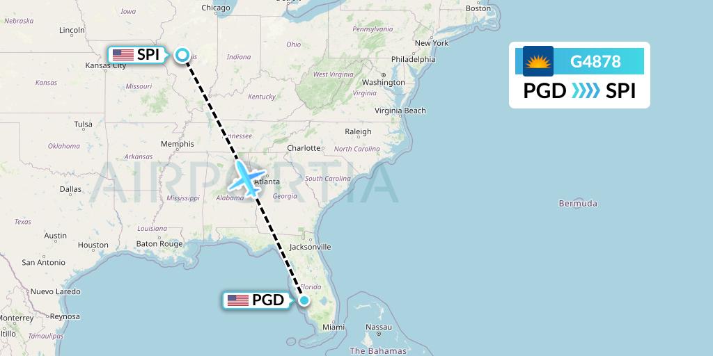 G4878 Allegiant Air Flight Map: Punta Gorda to Springfield