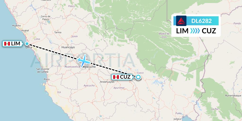 DL6282 Delta Air Lines Flight Map: Lima to Cusco