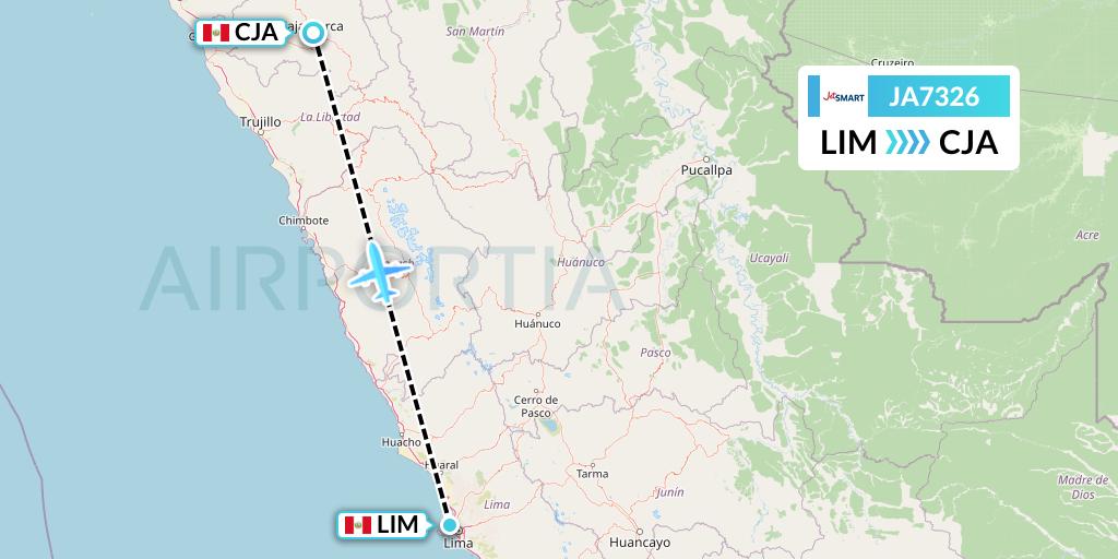 JA7326 JetSMART Flight Map: Lima to Cajamarca
