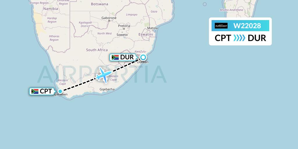 W22028 Flex Flight Flight Map: Cape Town to Durban