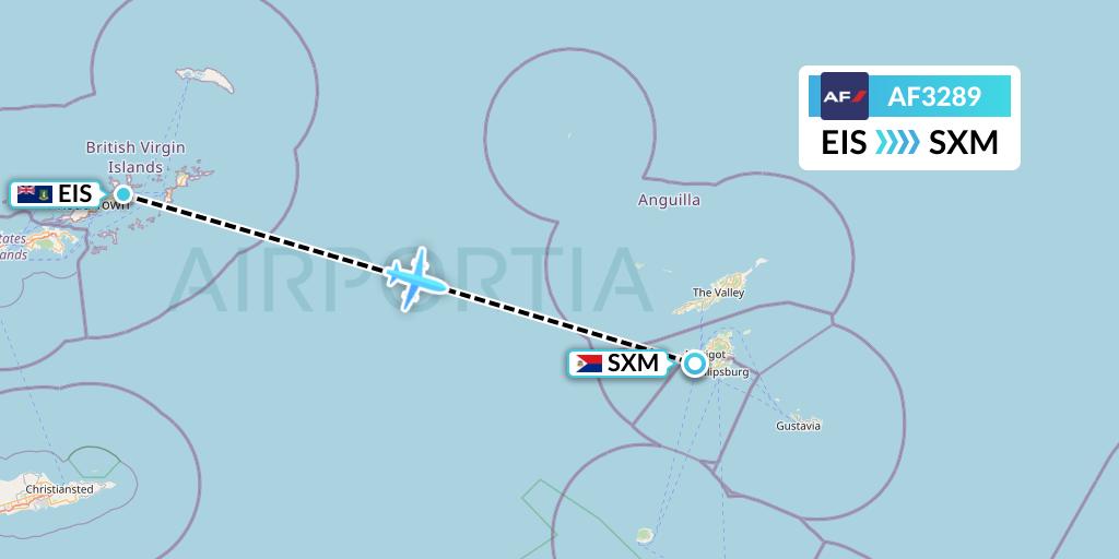 AF3289 Air France Flight Map: Beef Island to Sint Maarten