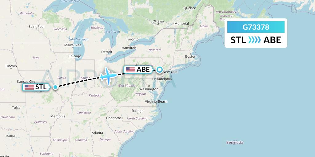 G73378 GoJet Flight Map: St. Louis to Allentown