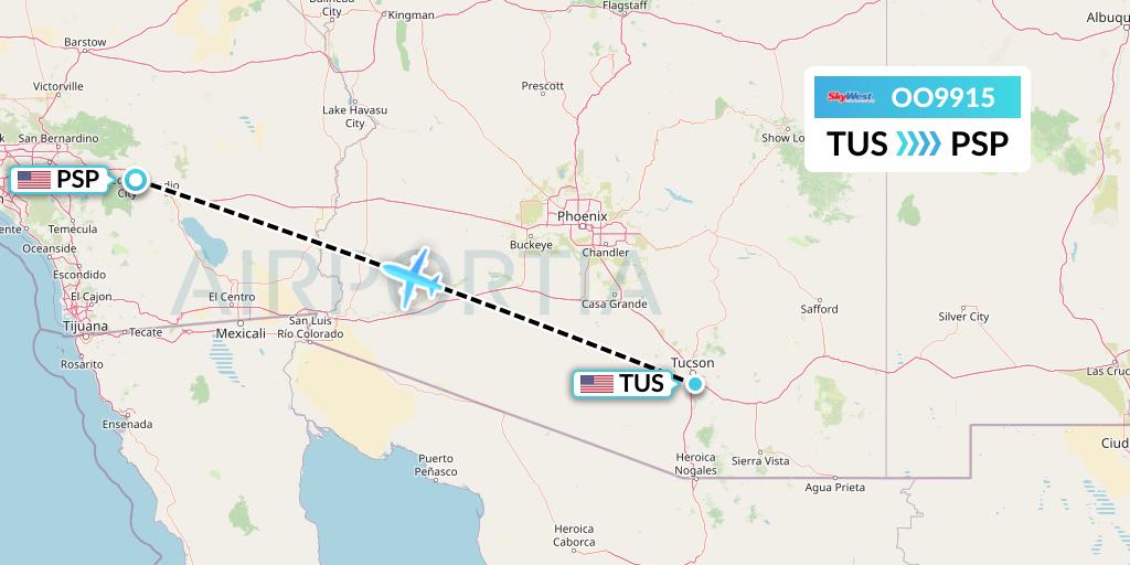 OO9915 SkyWest Airlines Flight Map: Tucson to Palm Springs