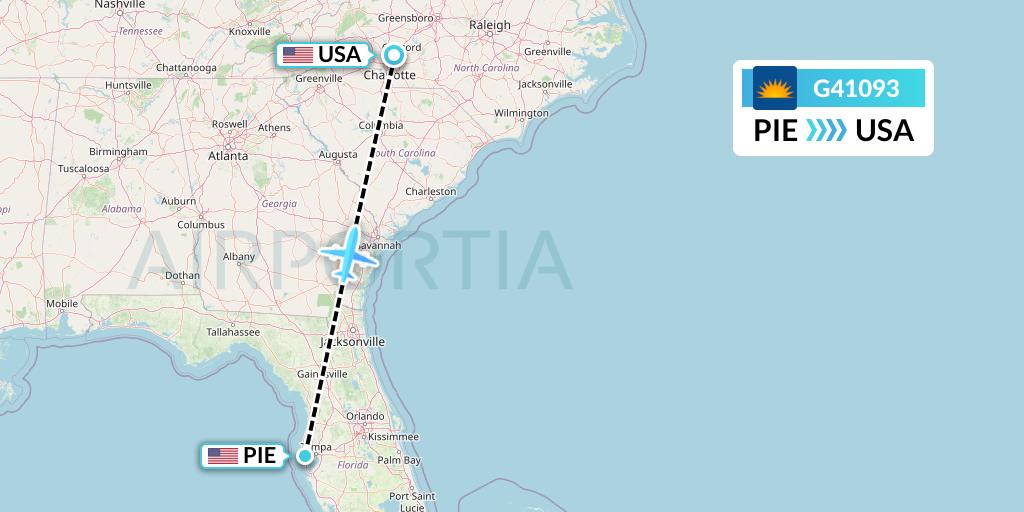 G41093 Allegiant Air Flight Map: St. Petersburg to Concord