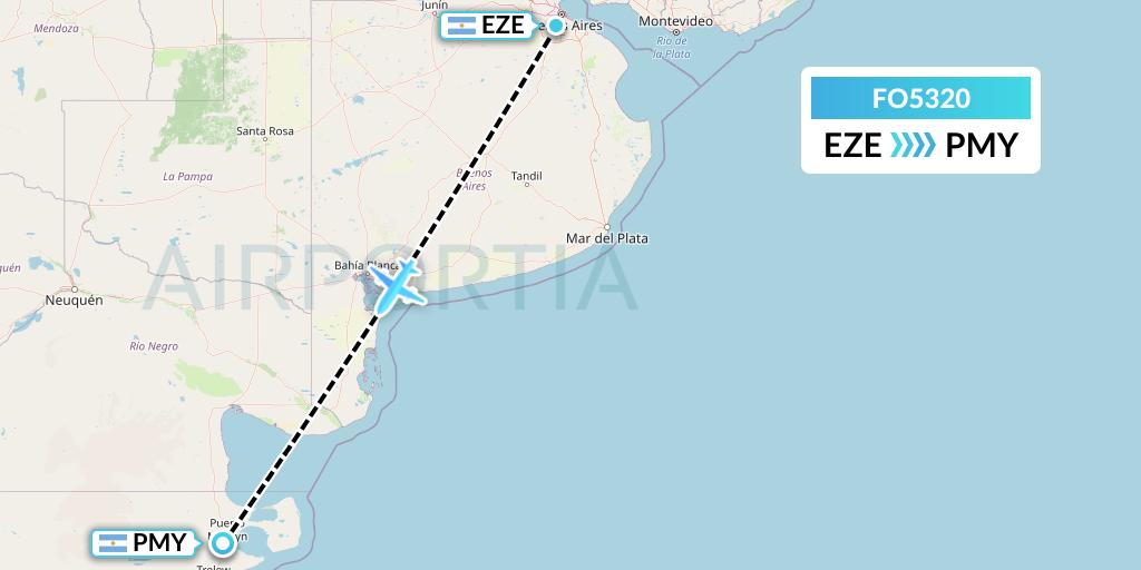 FO5320 Aero Flightops Uk Limited Flight Map: Buenos Aires to Puerto Madryn