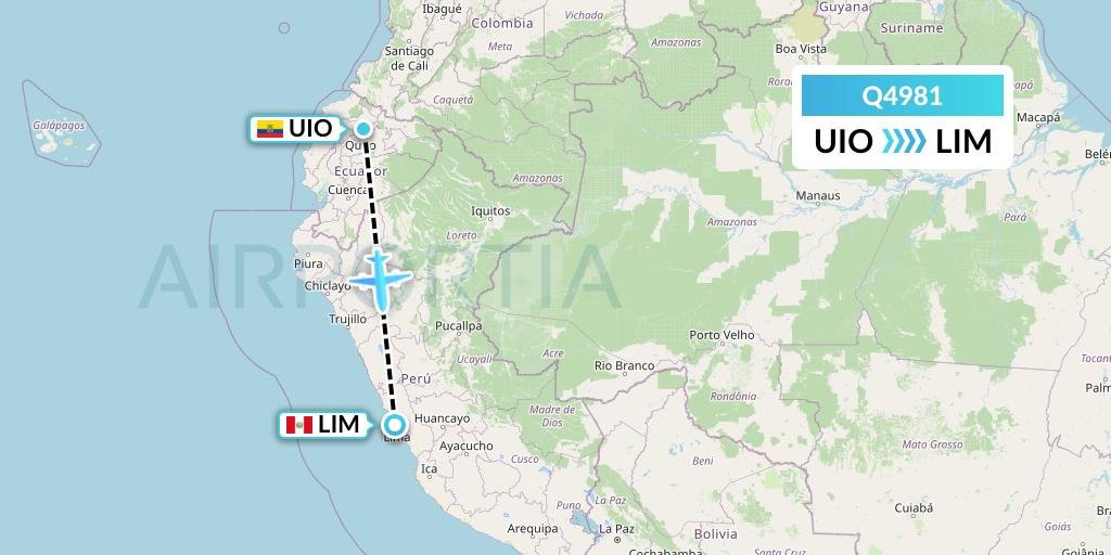 Q4981 Euroairlines Flight Map: Quito to Lima