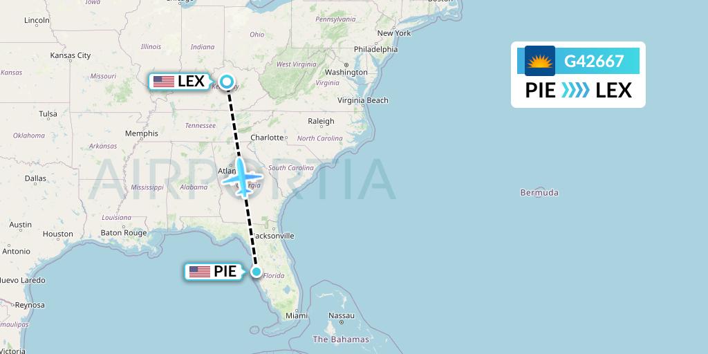 G42667 Allegiant Air Flight Map: St. Petersburg to Lexington