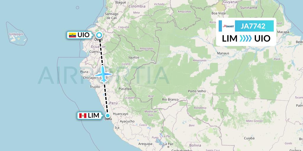JA7742 JetSMART Flight Map: Lima to Quito
