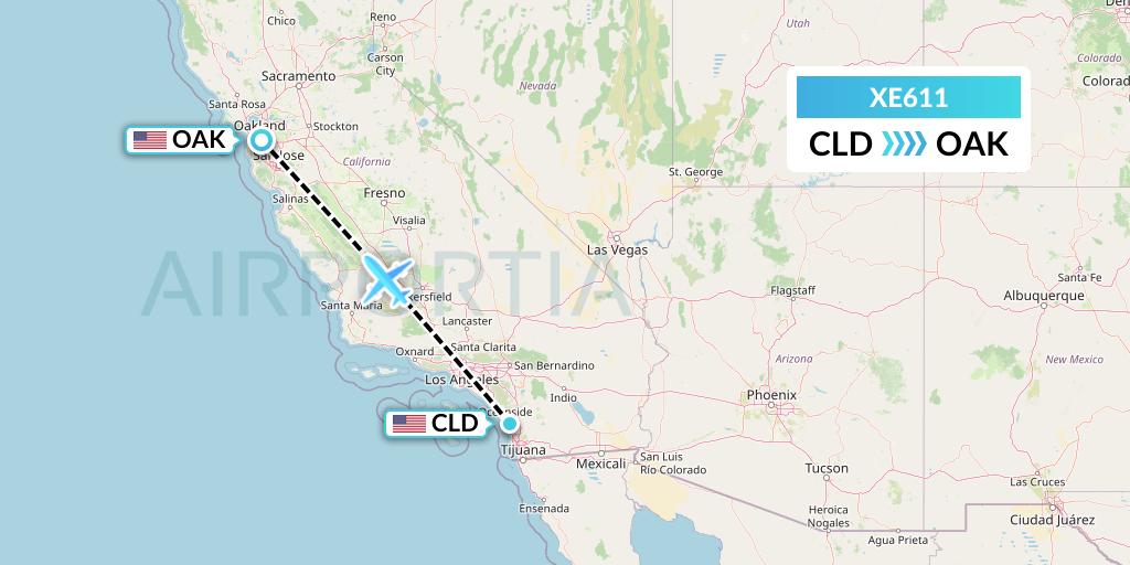 XE611 Jsx Flight Map: San Diego to Oakland