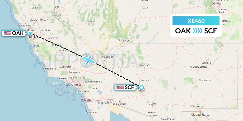 XE460 Jsx Flight Map: Oakland to Scottsdale