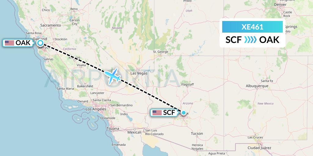 XE461 Jsx Flight Map: Scottsdale to Oakland