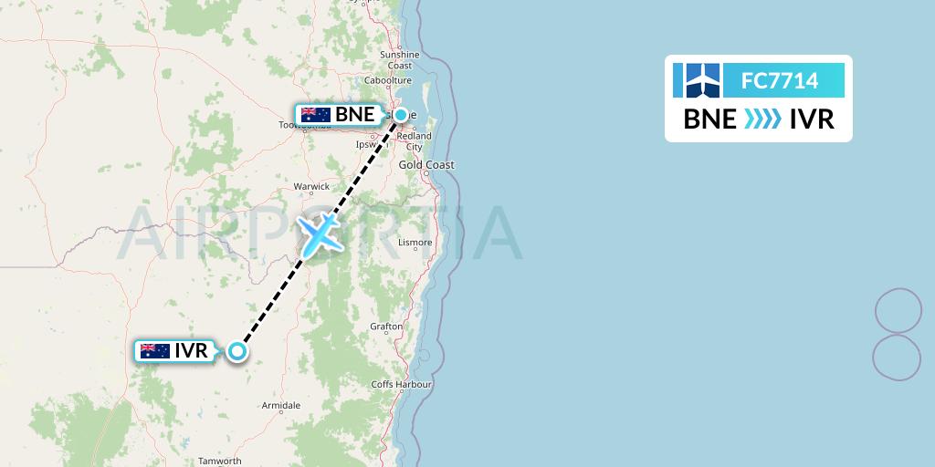 FC7714 Fly Corporate Flight Map: Brisbane to Australia