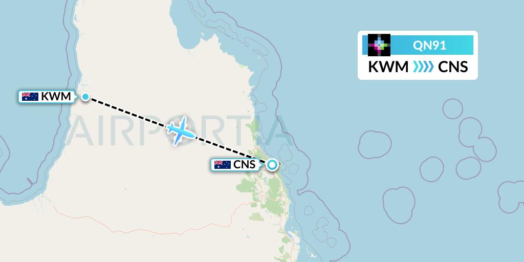 QN91 Skytrans Flight Map: Kowanyama to Cairns