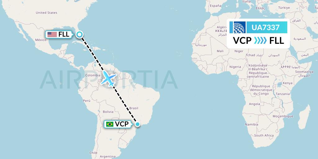 UA7337 United Airlines Flight Map: Campinas to Fort Lauderdale