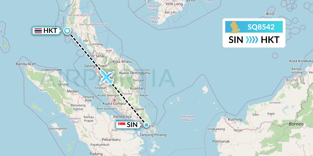 SQ8542 Singapore Airlines Flight Map: Singapore to Phuket