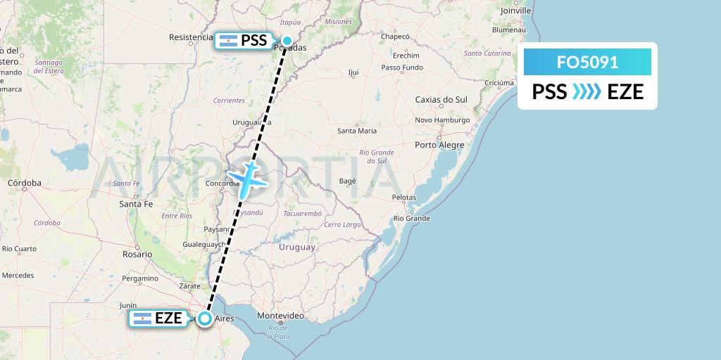 FO5091 Aero Flightops Uk Limited Flight Map: Posadas to Buenos Aires