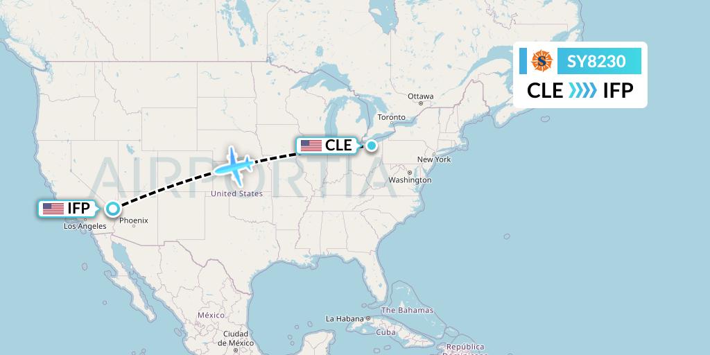 SY8230 Sun Country Airlines Flight Map: Cleveland to Bullhead City