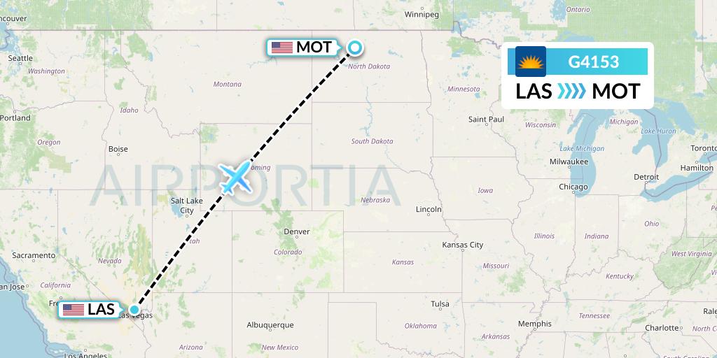 G4153 Allegiant Air Flight Map: Las Vegas to Minot