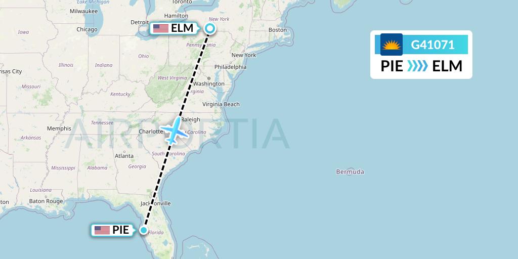 G41071 Allegiant Air Flight Map: St. Petersburg to Elmira