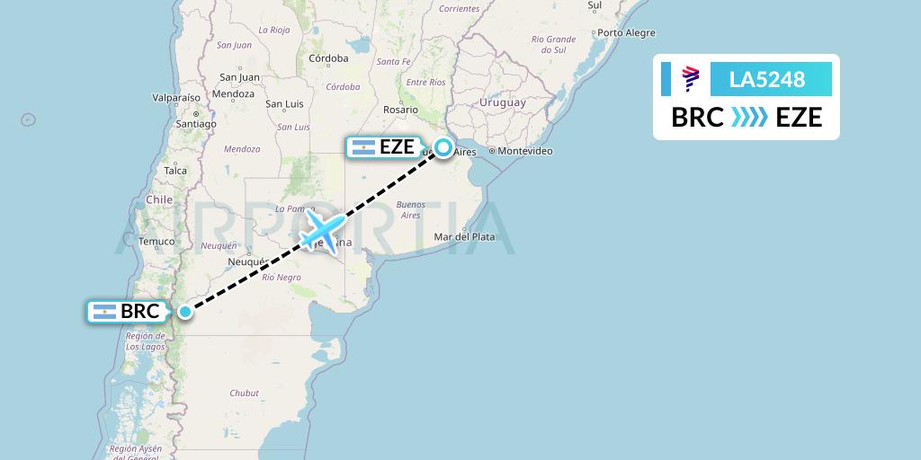 LA5248 LAN Airlines Flight Map: San Carlos de Bariloche to Buenos Aires