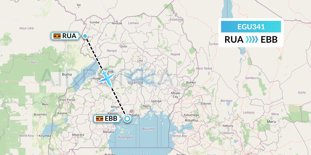 EGU341 Eagle Air Flight Map: Arua to Entebbe