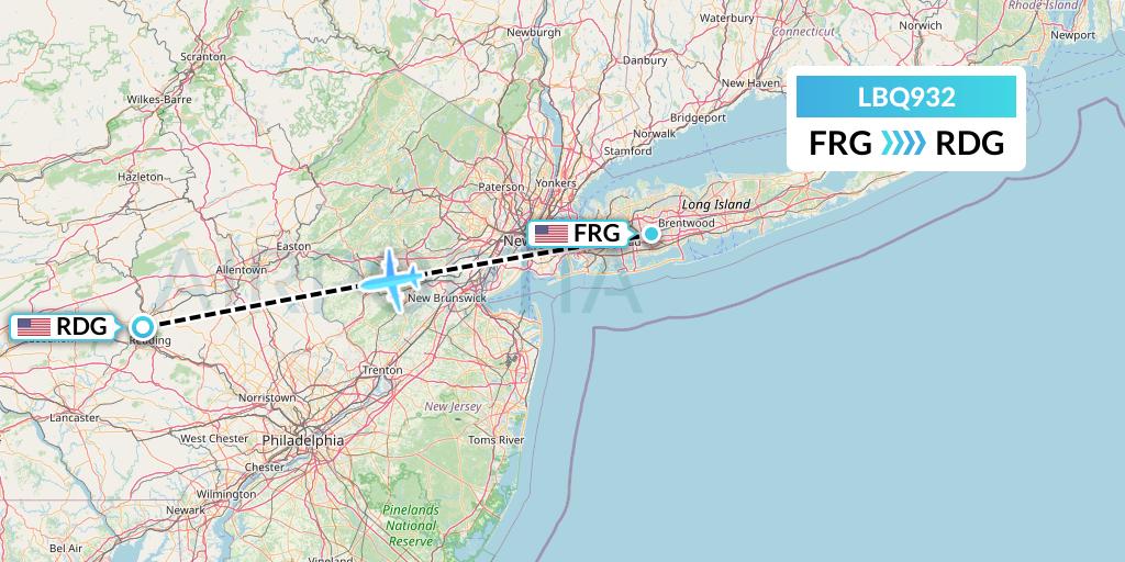 LBQ932 Quest Diagnostics Flight Map: Farmingdale to Reading