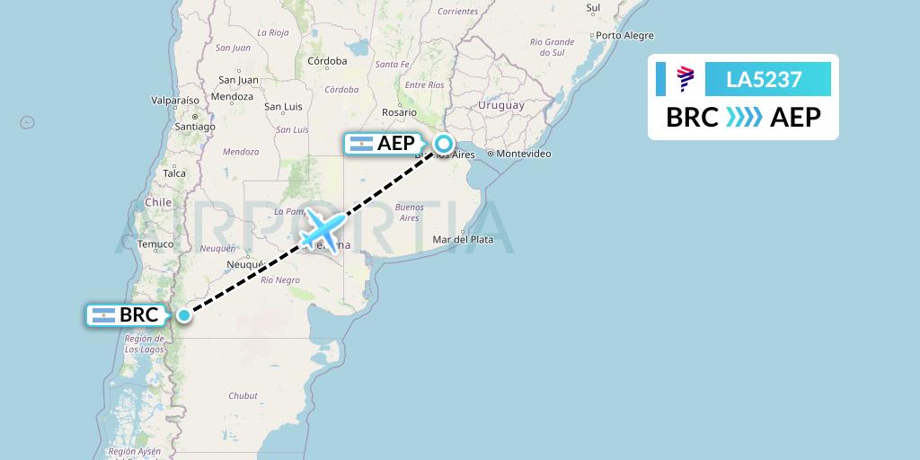 LA5237 LAN Airlines Flight Map: San Carlos de Bariloche to Buenos Aires