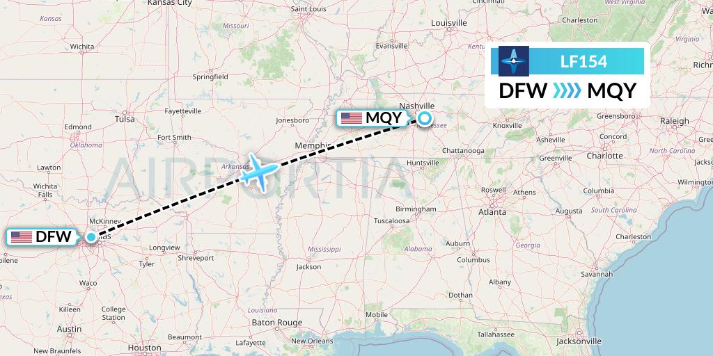 LF154 Corporate Flight Management Flight Map: Dallas to Smyrna