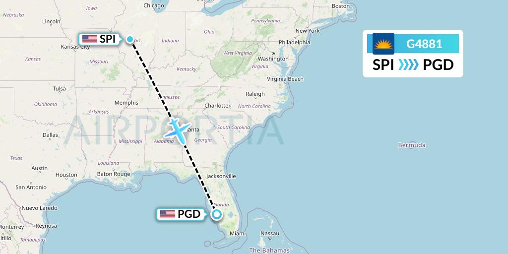 G4881 Allegiant Air Flight Map: Springfield to Punta Gorda