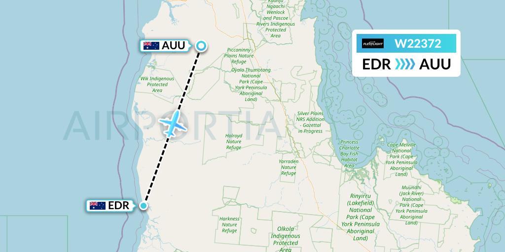 W22372 Flex Flight Flight Map: Australia to Aurukun
