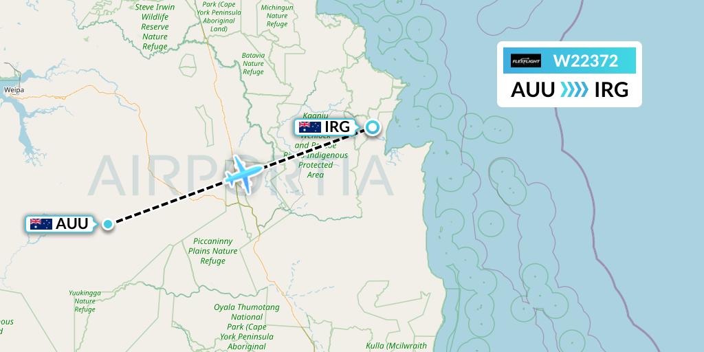 W22372 Flex Flight Flight Map: Aurukun to Australia