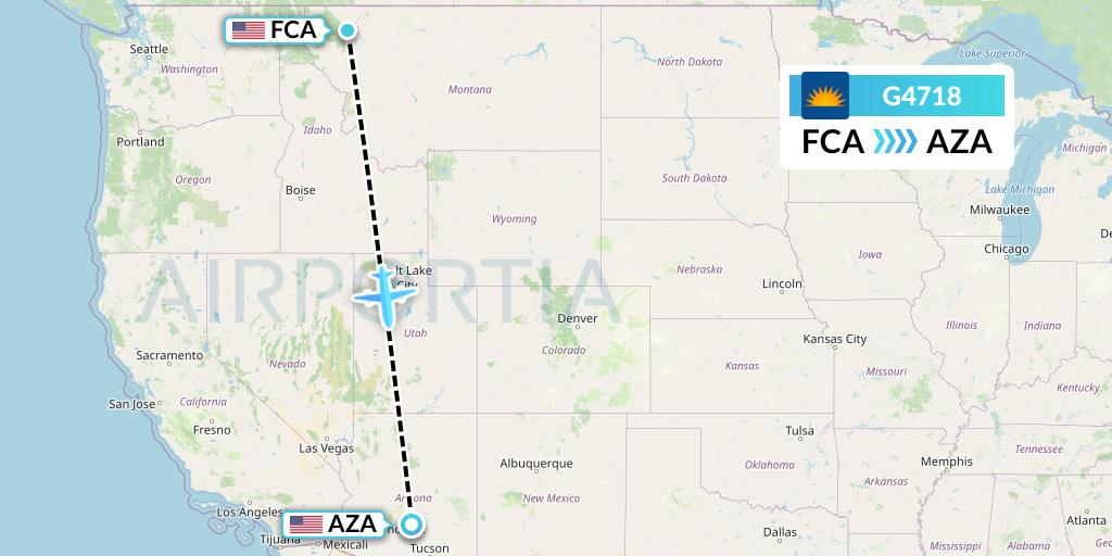 G4718 Allegiant Air Flight Map: Kalispell to Phoenix