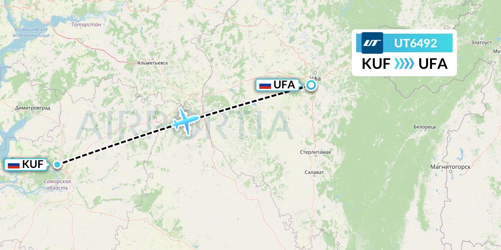 UT6492 UTair Flight Map: Samara to Ufa